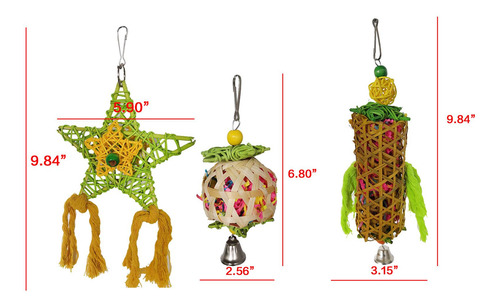 Juguete Para Masticar Pájaros, 3 Uds., Percha Para