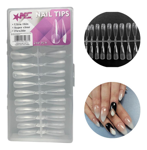 Unhas Postiças Soft Gel Transparente Flexível Stiletto