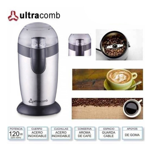 Imagen 5 de 5 de Molinillo Para Cafe Ultracomb 120w Acero Inoxidable Cocina