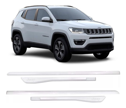 Friso Protetor Lateral Jeep Compass 2017 A 2021 Branco Jogo