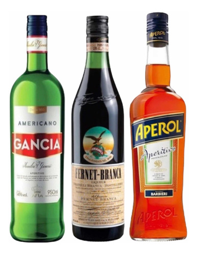 Kit Gancia 950ml+ Aperol 750ml + Fernet 750ml - Perez Tienda