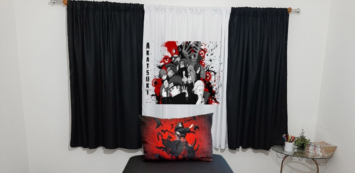 Cortina Akatsuki Presente Para Quarto Personagem Infantil Cor Preto E Branco