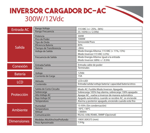 Ups Inversor 12v 300w 300va Cargador Bateria 100ah
