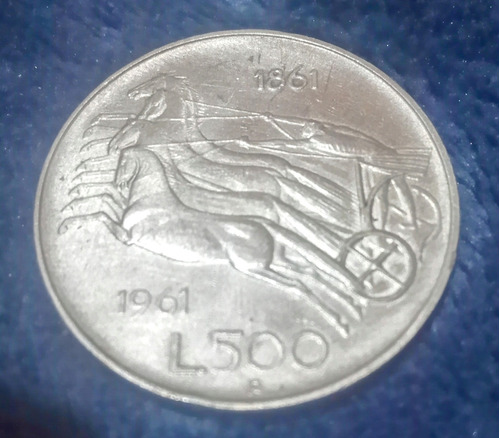 Moneda Italia. 1961. 500 Liras. Plata 