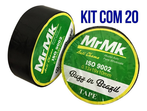 Kit Com 20 Fita Isolante De 10 Metros Mk