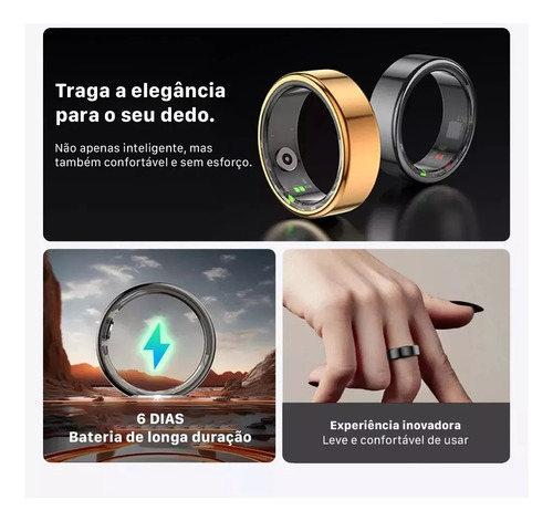 Anel Inteligente Smart Ring Para Android Iphone Fitness Sono Tamanho 11