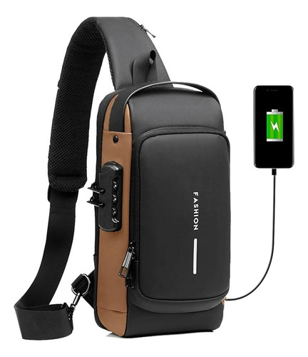 Mochila Morral / Pechera Antirrobo Para Hombre Con Cable Usb