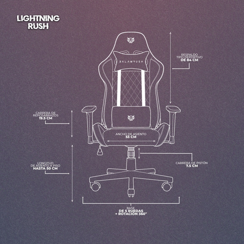 Silla de escritorio Balam Rush Lighting Rush gamer ergonómica negra