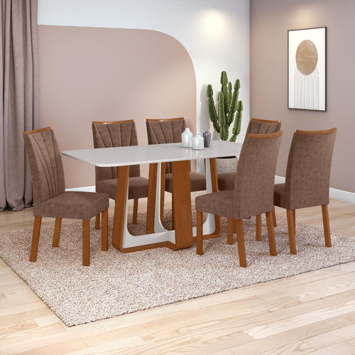 Conjunto Sala De Jantar Mesa Easy Pop 170x90 C/6 Cad Confort