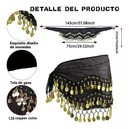 Pañuelo negro para la cadera de bailarina del vientre