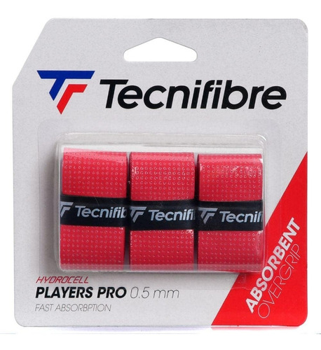 Overgrip Tenis Tecnifibre Players Pro 0.5mm Set X3 Rojo