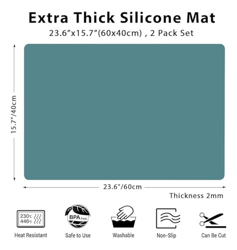 Alfombrillas De Silicona Extra Gruesas De 2 Mm Para Encimera