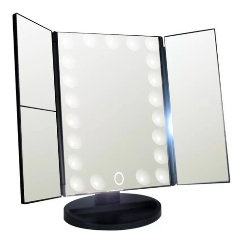 Imagen 1 de 10 de Espejo Con Luz Led Triptico P/ Maquillaje Color Blanco E152