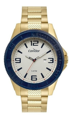 Imagem 2 de 3 de Relógio Dourado Aço Inox Condor Blue Co2115kvo/4b Original