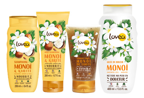 Kit De Ducha Lovea - Champú Acondicionador Exfoliante Y Gel