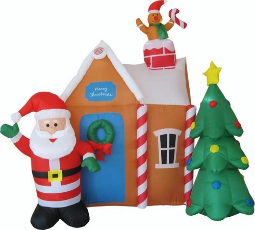 Inflable Navidad Casa Viejo Pascuero Arbol Led Polo Norte