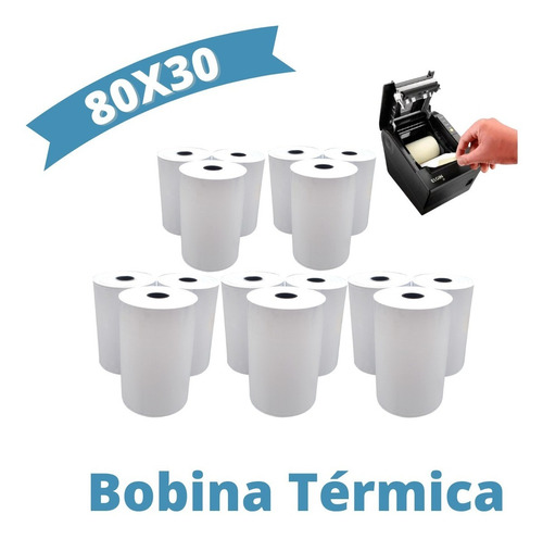 Bobina Termica 80x30 Amarela Nota Fiscal Ecf Pdv Caixa C/ 30 Cor Branco