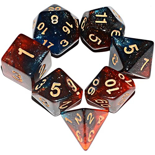 Set De Dados Galaxy| Azul Rojo Para Juego De Mesa