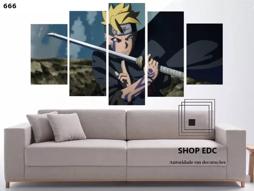 Quadro decorativo emoldurado A4 Boruto Karma Desenho Anime Otaku