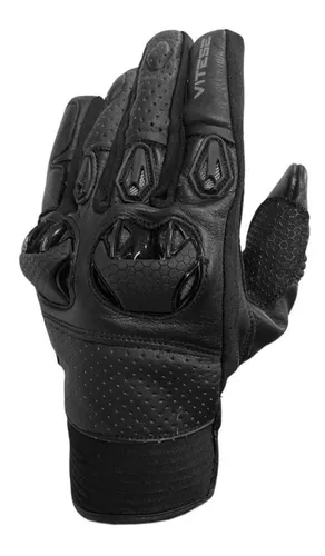 Guantes Moto Hombre Vitese Monza Corto Cuero Negro