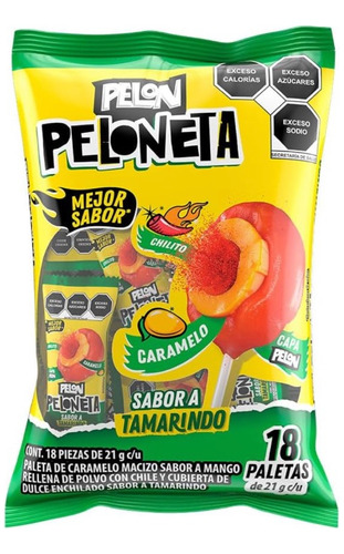 Paleta Pelon Peloneta Sabor Tamarindo Y Mango 18 Piezas