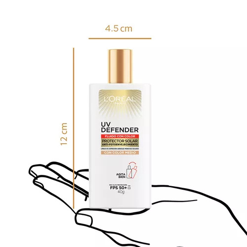 Uv Defender Fluido Tono Medio Fps50+ 40ml Aplicación Día