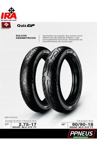 2 Pneus C/ C 2.75-17 47p Tt D + 90/90-18 57p Tt T