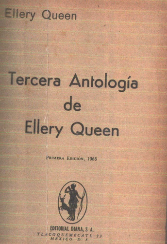 Tercera Antologia De Ellery Queen 1ª Edi 1963 