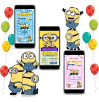 Comprar Tarjetas Invitaciones Digitales Personalizadas Minions 