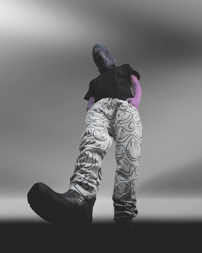 Imagen 4 de 8 de Pantalon Jean Happy Face Grunge Pintado A Mano Caustico T48
