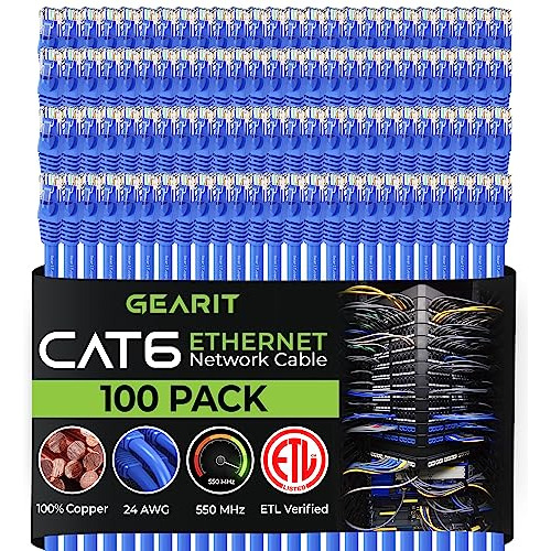 Paquete De 100, Cable Ethernet Cat 6 Cat6 Snagless Patc...