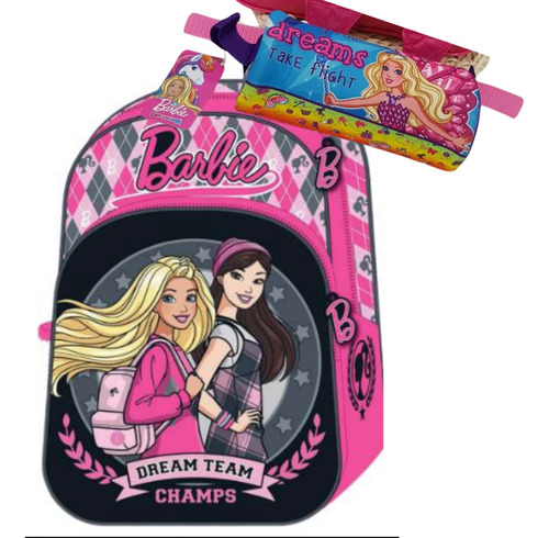 Mochila Barbie + Cartuchera Neopreno Tubo Barbie Original