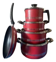 Comprar Set Juego De Ollas Rojas Romania- 3 Ollas, 1sarten 1 Lechra.