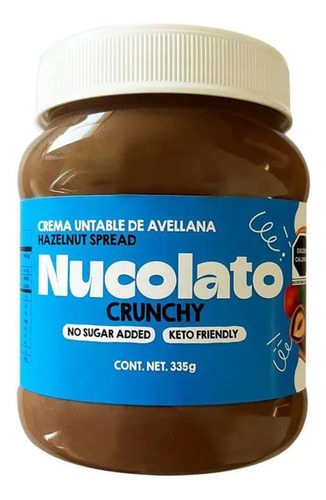 Nucolato Crunchy Crema De Avellanas 330g Sin Azúcar Keto