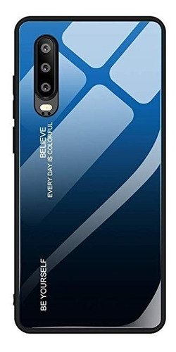 Estuche Forro Azul Degradado Huawei P30 Con Glass Pantalla 