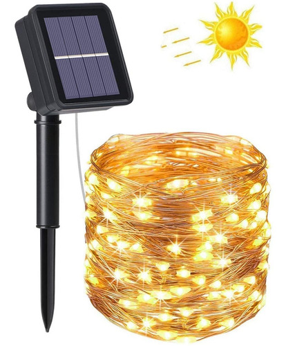 Guirnalda De Luces Solares Exteriores Decoracion 10m 100 Led