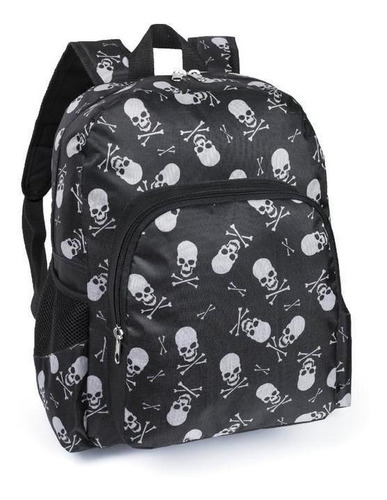 Mochila Ls Mo4122 Preto Com Estampa De Caveiras