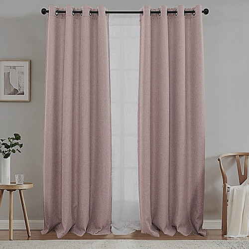 Cortina Blackout Unicolor 2 Paño 140x230 Cm Rosa Palido