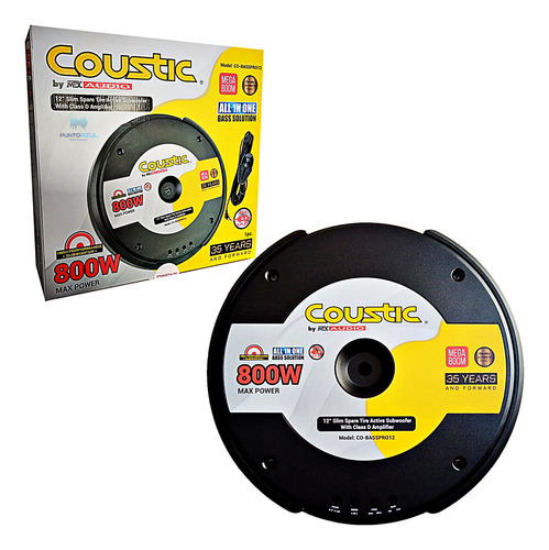 Subwoofer Amplificado Tipo Llanta Coustic Co-basspro12 800w Color Negro