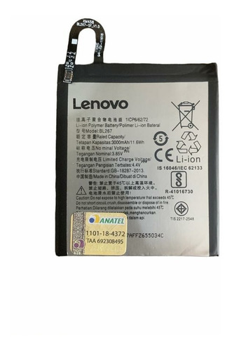 Bateria Bl267 Original Celular Lenovo Vibe K6 Nova