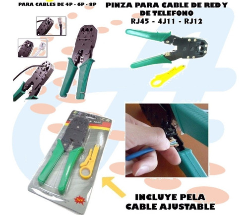 Crimpeadora Ponchadora Rj45 Rj11 Rj12 Pela Cable Profisional