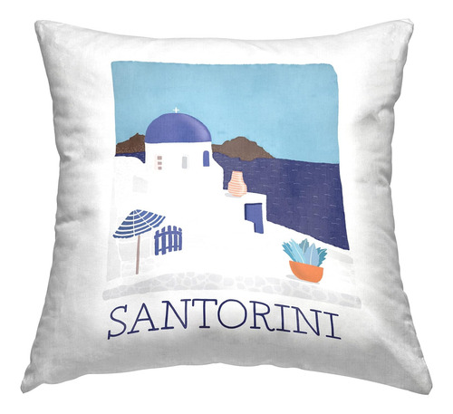 Almohada Santorini Diseño Verano 45 X 45 Cm Azul