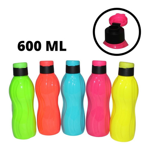 Kit 04 Unidades Squeeze Neon 600ml Homeflex Esportiva