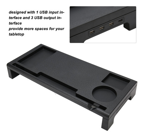 Soporte Para Monitor De Escritorio Riser, 3 Salidas Usb, Erg