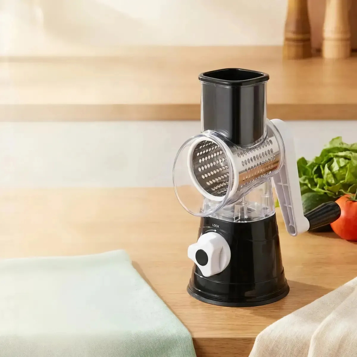 Rallador de verduras 3 en 1, manual con 3 cuchillas intercambiables de acero inoxidable, cortador de cocina adecuado para frutas, verduras y ensaladas con cortadoras de patatas