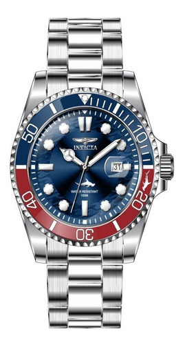 Reloj Invicta 30951 Plata Hombres Correa Acero Bisel Azul/Rojo Fondo Azul