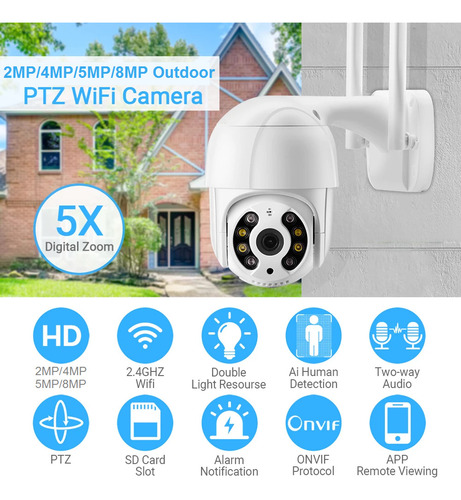 Camara Ip Wifi Externa Fhd- 2k- 3k- 4k Con Alarma + Micro Sd