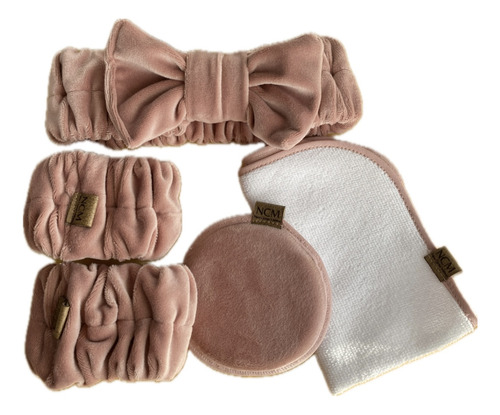 Kit Box Set Para Limpieza Facial Muñequera Pads Toalla Vinch Rosa Viejo