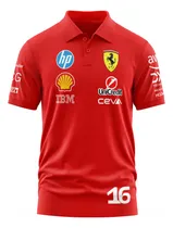 Comprar Chomba Ferrari Charles Leclerc Formula 1 Algodón Estampado