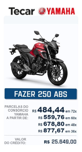 Confira Con. Nac. Yamaha Fz25 Abs Pacelas A Partir 484,44.